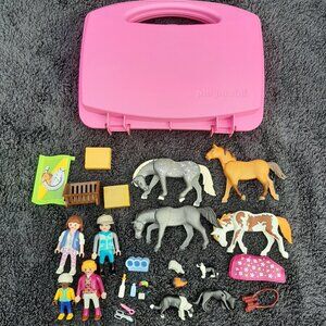 Playmobil Horse Farm Riding Stable Dog Figures & Case
